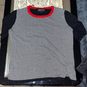 Jones New York black and white short sleeved sweater